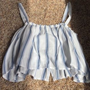 Blue and white striped crop top